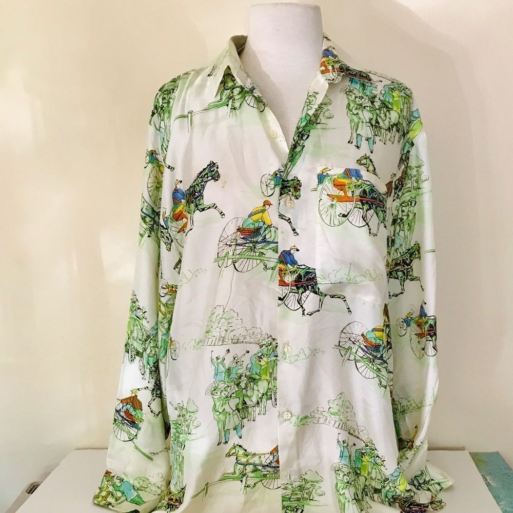 Vintage Blouse, 1980's, Equestrian Clothing, Italian Blouse, XL,Avant Garde